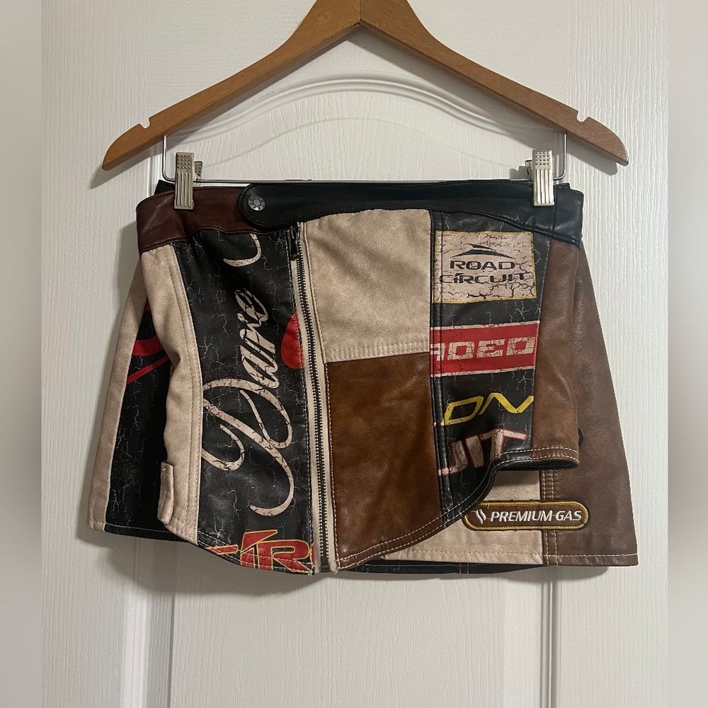 Jaded London Brown and Cream Patchwork Skirt Set - Picture 2 of 7
